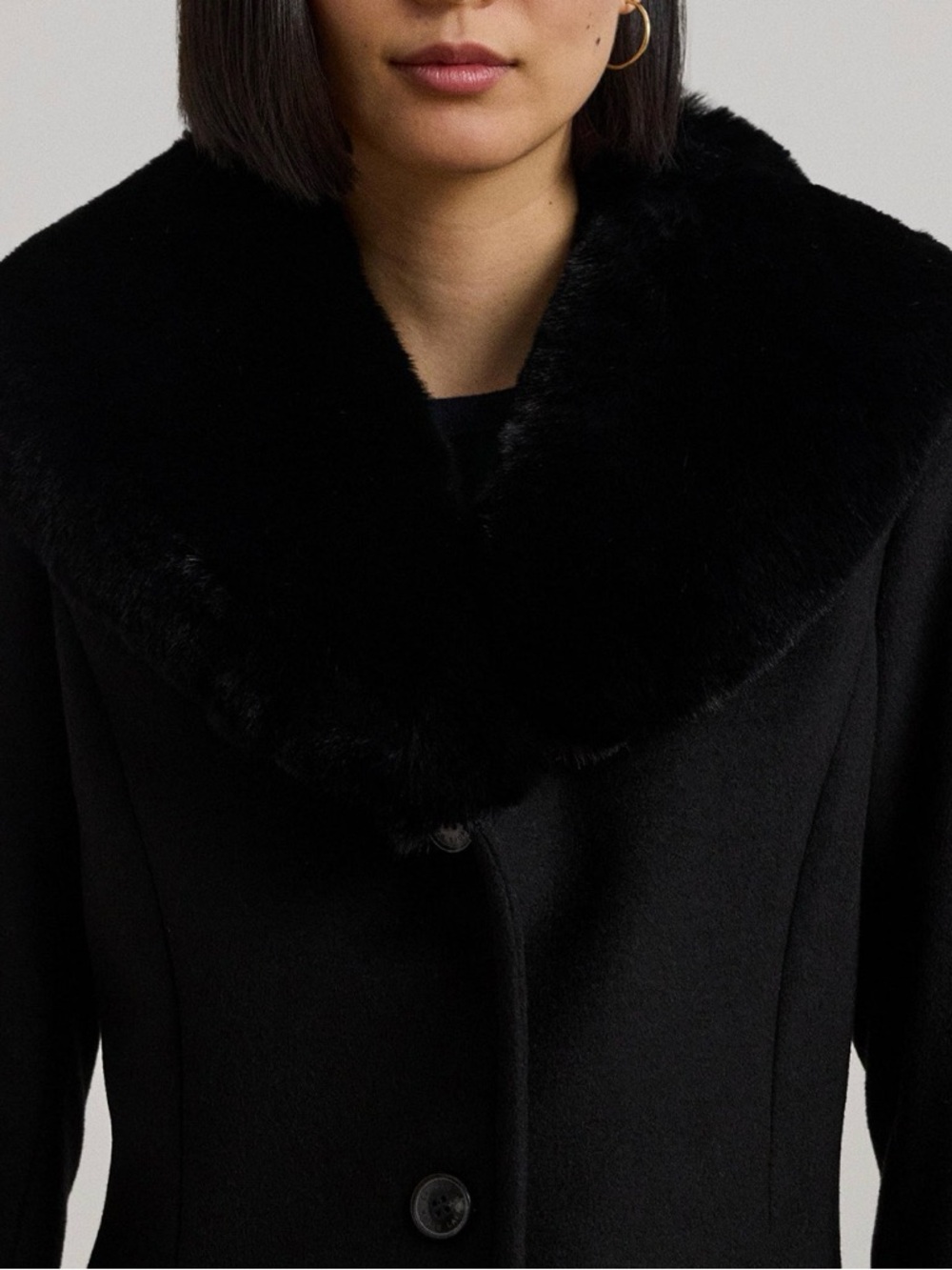 NWOT Ralph Lauren Faux Fur Collar Coat - Size 6 - Picture 4 of 5